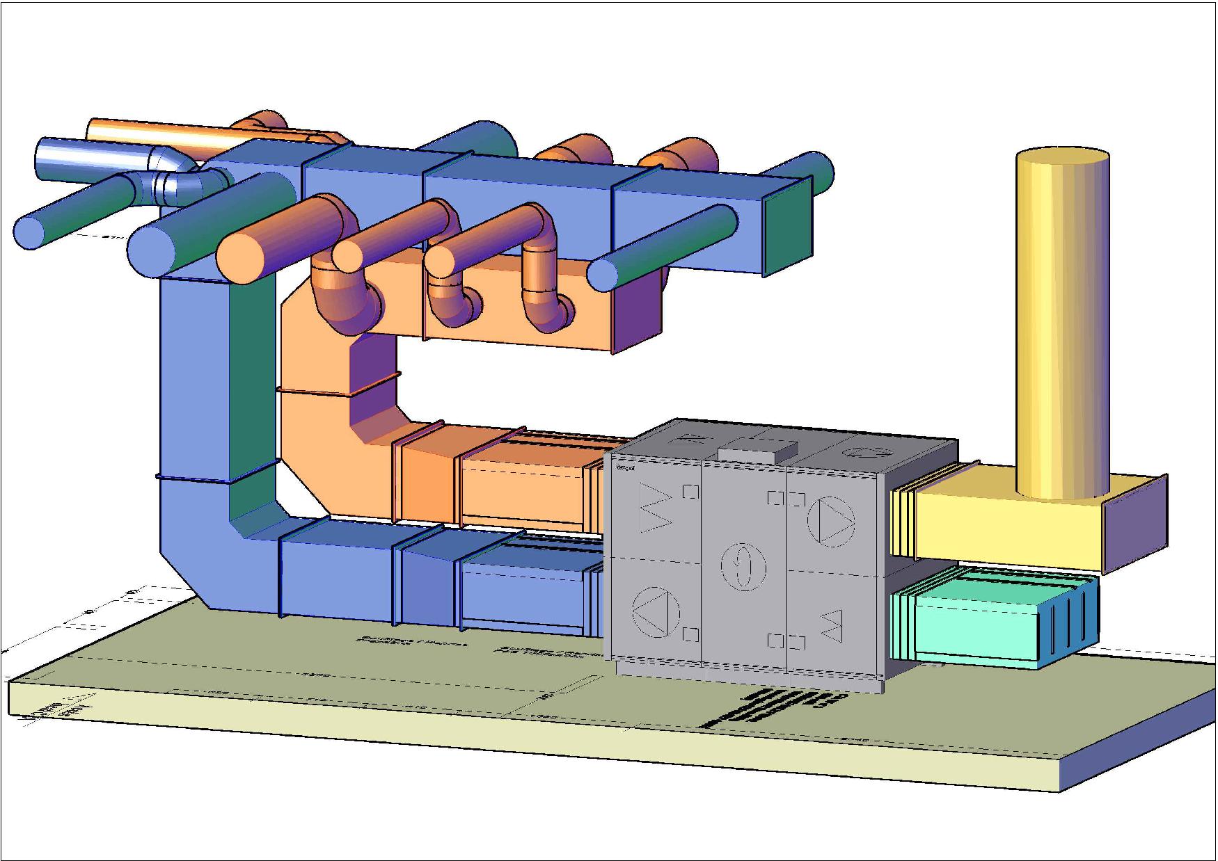 Vue 3D sur une centrale de traitement d’air double flux