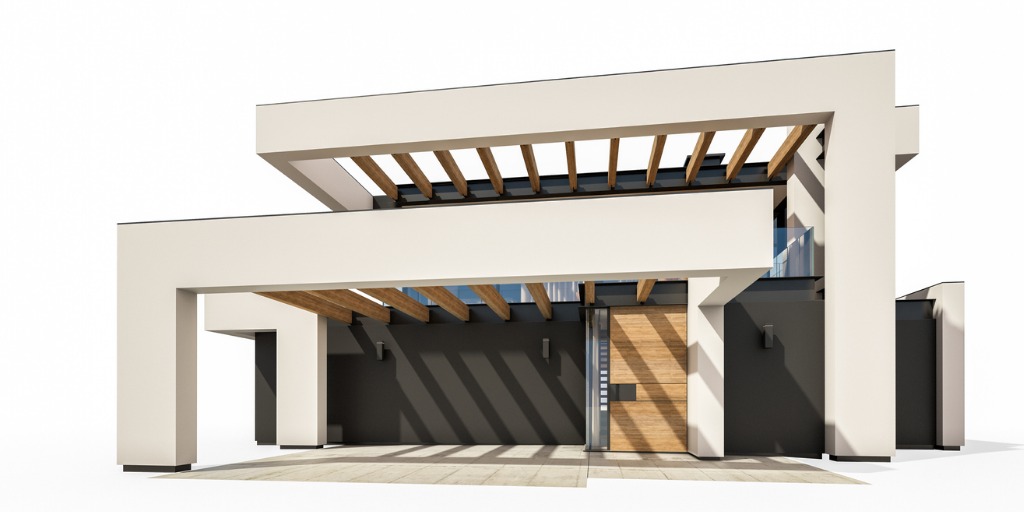 Rendu 3D d'une maison moderne à étage